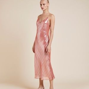 Olivia von Halle Issa grace silk lurex slip dress